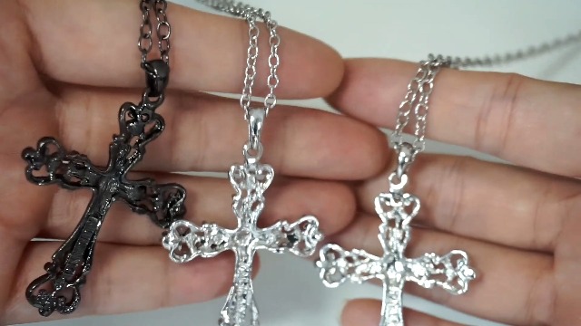 ALILANG Womens Black Silver Clear Crystal Rhinestones Celtic Holy