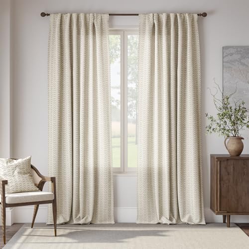 jinchan Green Boho Linen Curtains 96 Inch Farmhouse Back Tab 2 Panels - image 2