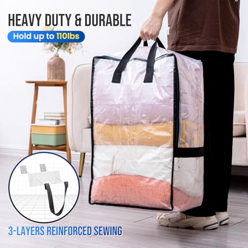 Image of TAILI 2 Pack Clear Moving Bags W /Adjustable Backpack Straps,Moving Supplies | Moving Boxes Alternative, Heavy Duty Storage Totes for College Packing, Backpack for Travel, Dorm, Laundry