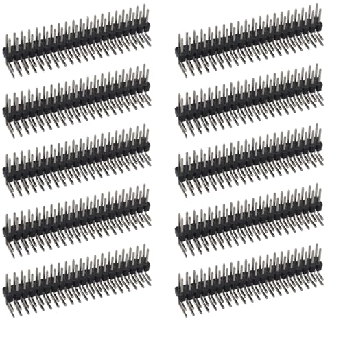 ZDE 10PCS 2x20 40Pin 2.54mm Male Dual Row Right Angle Pin Header Strip Connector for PCB Breadboard