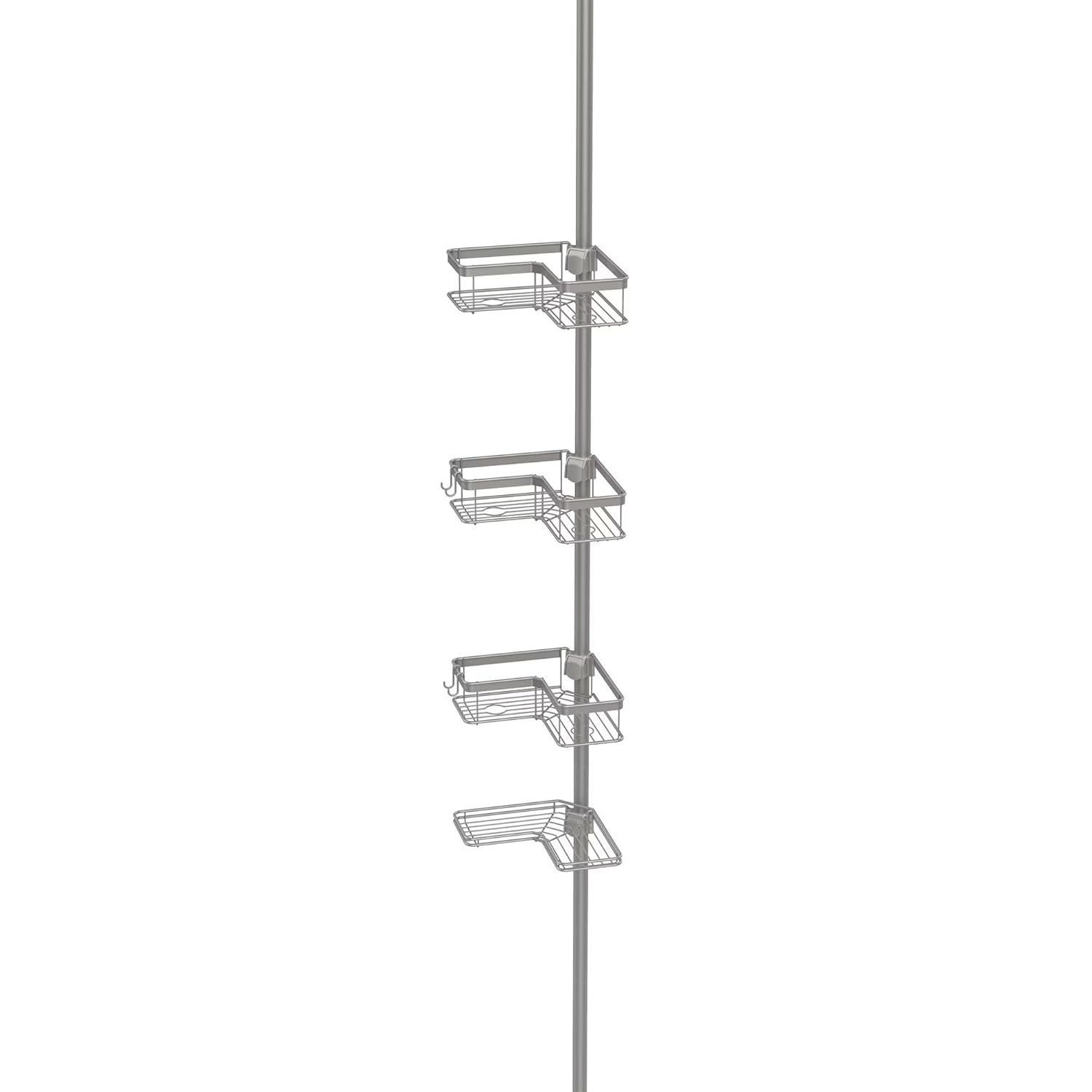 TAYNEVO Adjustable Tension Shower Pole Caddy 4-Tier Corner Organizer Bathroom Storage Rack Shower Shelf for Bathroom Essentials