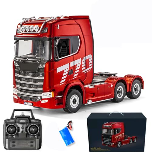 Ssccgym 19Channels 770S Hobby RC Tractor Truck Toys 1/18 Scale Light Sound Effects Remote Control Lorry Car Vehicle Trailer for 14Y+ Adults Boys + (6-Wheels)