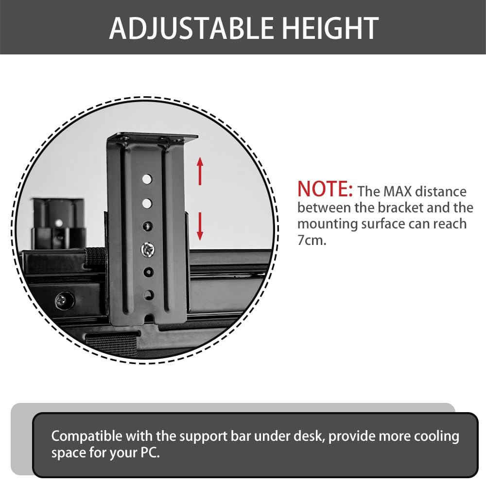Soporte deslizante para PC debajo del escritorio con esponja antiarañazos, soporte ajustable para CPU para torre de computadora (negro (acceso deslizante)) 3