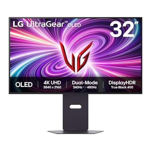 LG Ultragear™ OLED 32GS95UV-B Gaming-PC-Monitor 32 Zoll – OLED-Panel, FHD-Auflösung (3840 x 2160), 0,03 ms GtG 240 Hz, DisplayHDR™ TrueBlack 400, DCI-P3 98,5% (CIE1976), AMD FreeSync Premium Pro,