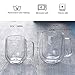 BNUNWISH Double Wall Glass Coffee Mugs Tea Cups Set of 2, Thermal Insulated and No Condensation with Wide Handle, 12OZ (360ML)