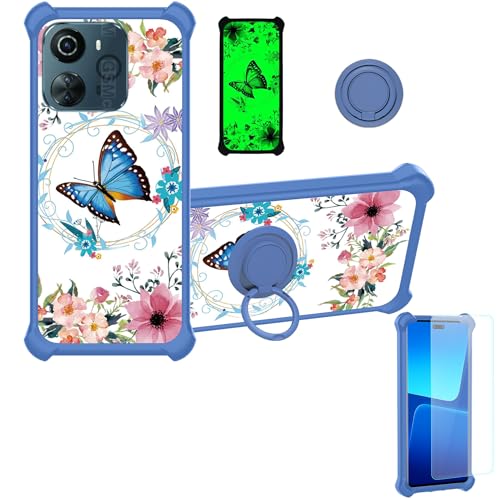 jioeuinly Case Compatible for Mobicel RX Plus Phone Case Cover [with 1* Tempered Glass Screen Protector][Hard PC + Soft Silicone][Ring Support] [Luminous Effect] YGL-LHD