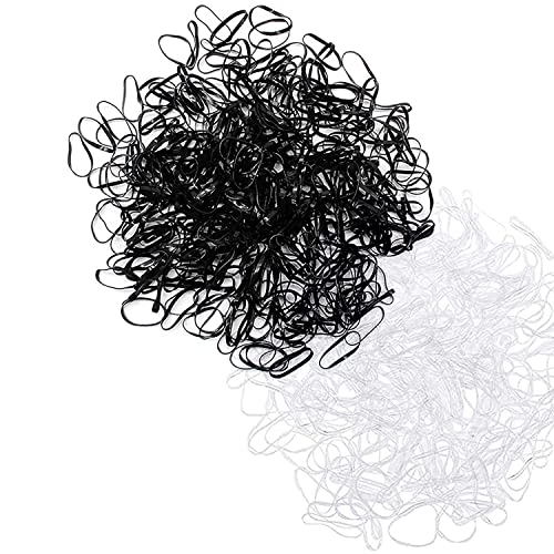 Haargummis,500 Stück Haargummis klein,Mini Elastische Haargummis Bänder,Gummi Haarbänder,Haargummis Mädchen,für Pferdeschwanz für Kinder, Kleine Dreadlocks(Schwarz und transparent) Cover