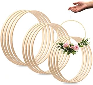 Wooden Dream Catcher Rings,Floral Hoop Rings Wreath Craft Hoop Macrame Rings,Wooden Bamboo Floral Hoop Wreath Macrame Craft Hoop Rings for DIY Dream Catcher,Wedding Wreath Decor & Wall Hanging Crafts