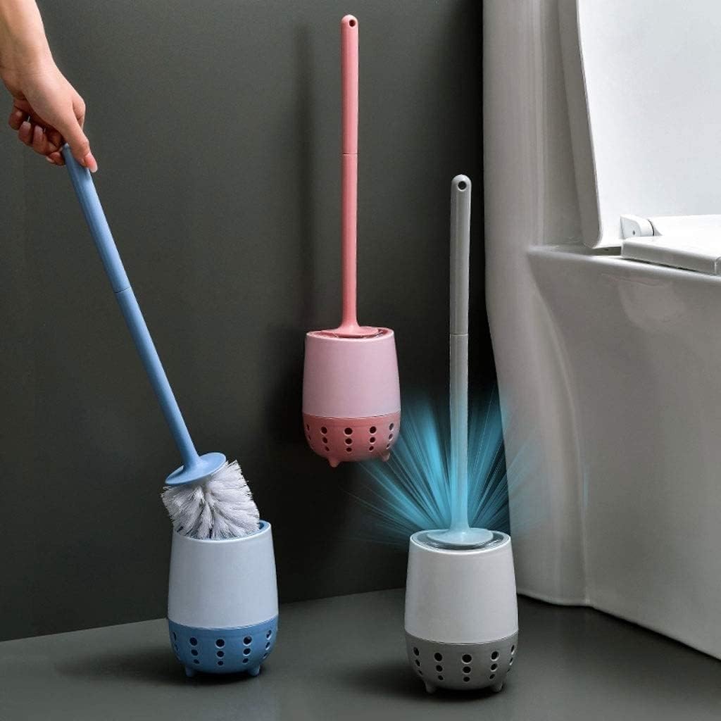 Toilet Bowl Brush Toilet Brush with Holder Toilet Brush and Holder Floor Standing and Wall Mounted Ventilation Slots Base Toilet Brush Set Long Handle Bathroom Brush Toilet Brush and Holder TOI