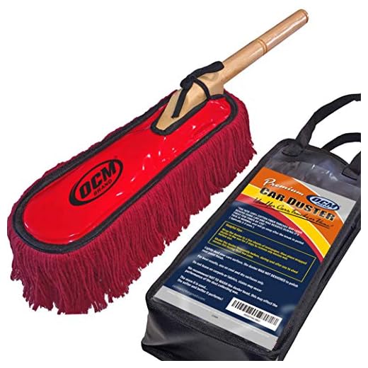 OCM Brand Premium Extra Large Car Duster with Durable Solid Wood Handle Includes Storage Cover - Professional Detailers Top Choice