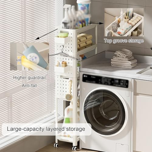 Carrello portaoggetti multifunzione con ruote girevoli, per soggiorno e bagno, organizer a 4/5 ripiani