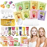 56Pcs Spa Party Supplies Set,Including 8 Spa Kits with Facial Masks Eye Patches Hand Cream Lip Balm Foot Bath Bombs,Ideal Gift for Sleepovers,Birthdays & Relaxation,Safe for All Skin Types