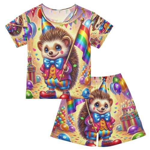 Hedgehog Mardi Purple Pajama Set Short Sleeve Nightwear Soft Clothes Set Summer Pajamas Cotton 5Y