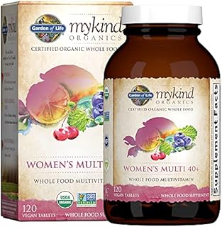 Garden of Life mykind Organics Vitamins for Women 40 Plus - 120 Tablets, Womens Multi 40 Plus, Vegan Vitamins for Women Over 40, Hormone & Breast Health Support Blend, Whole Food Womens Multivitamin