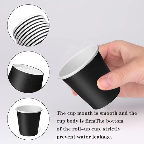 Miniatura 10 de Paquete de 100 vasos desechables pequeños para enjuague bucal de baño de 3 onzas, tazas de papel para baño, tazas de papel espresso, tazas calientes