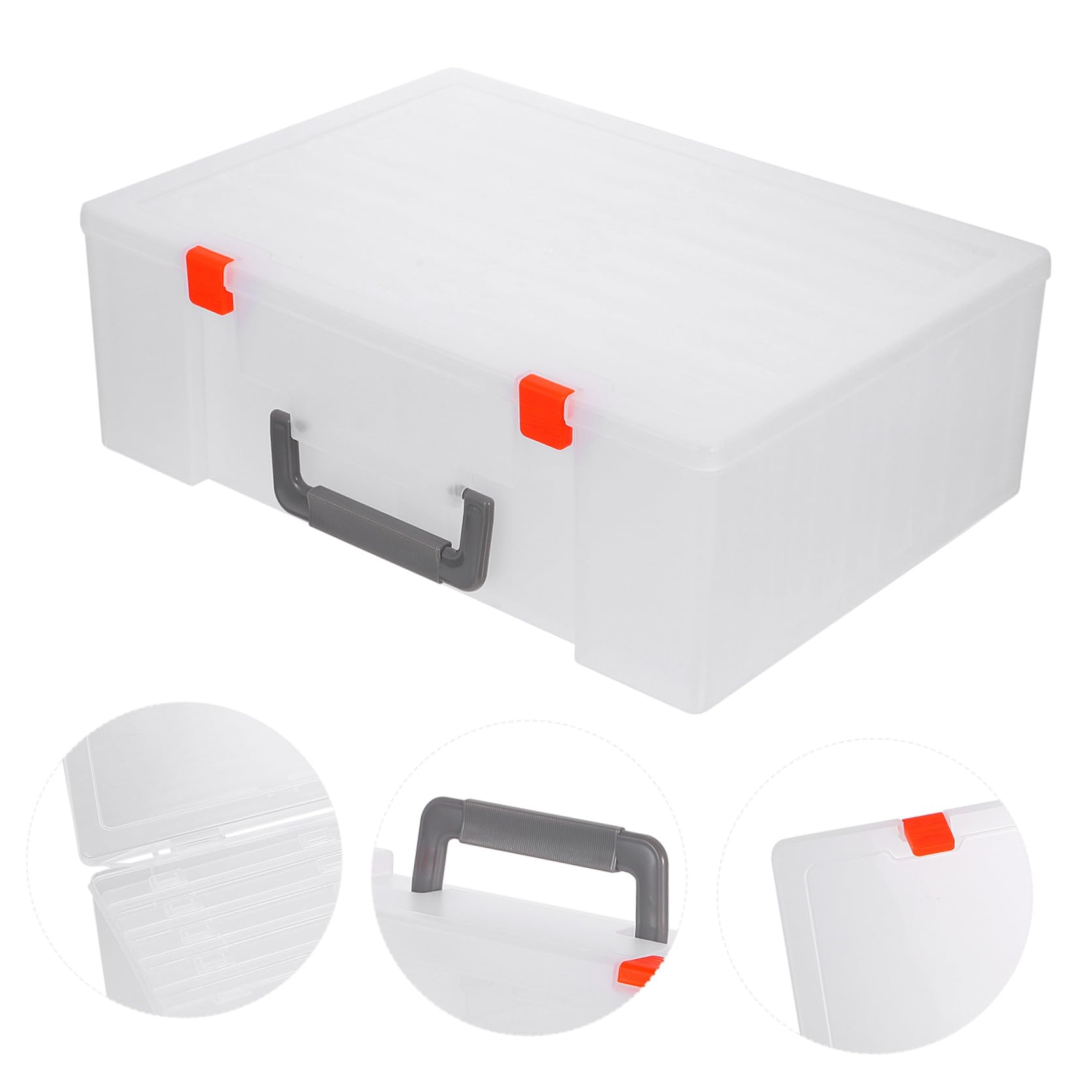 SHINEOFI Boîte de Rangement Photos Transparente Multifonction avec Compartiments Poignée Pliable pour Organisation Facile et Classification pour Maison et Bureau
