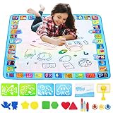 Water Magic Mat, Large Water Colorful Mat, 40X40 inch Kids Painting Writing Mat Board Toy - No Mess Drawing Mat with 21 Accessories for Age 3 4 5 6 7 8 9 10 11 12 Year