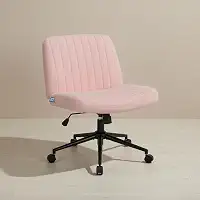 Cadeira Escritório DT3 Dolly, Assento Extra Grande e Largo, Leisure, Penteadeira, Escrivaninha, Ceriticação NR-17, Giratória, com rodinha (Boucle, Pink)