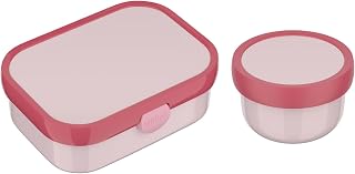 Mepal Caja de frutas y bento para niños, apta para lavavajillas y sin BPA, 300 y 750 ml, con compartimentos, tenedor y cierre de clip, perfecto para aperitivos y comidas, color rosa frío