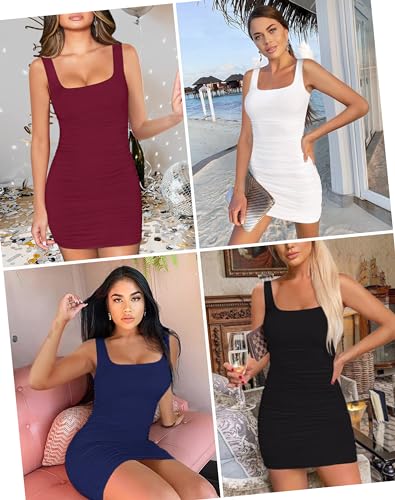 Image of Ellakoko 2025 Women Spring Summer Sleeveless Dress Sexy Mini Bodycon Square Neck Prom Party Cocktail Graduation Dress