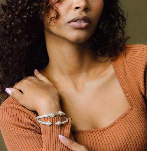 Ridged Arrow .925 Sterling Silver West Indian Bangles Cuff Bangles Bangle Bracelet Caribbean Jewelry Women Mom Wife Valentine Mothers day Gift (Pair 67g) (MADE IN USA)3