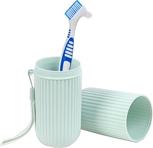 Miniatura 8 de Kit de 7 piezas de cepillo para dentadura postiza, herramientas de limpieza de dientes falsos con 3 cepillos, 2 retenedores y cajas de baño con caja