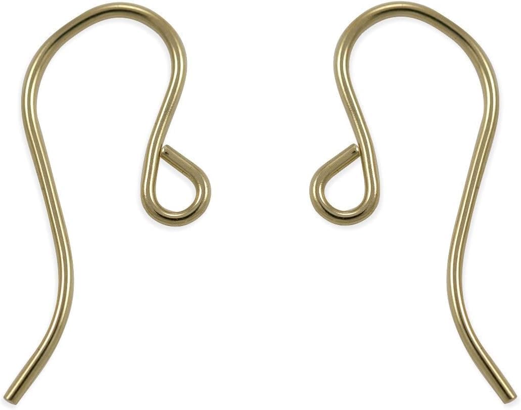 JewelrySupply 14k Yellow Gold 18mm Shepherd Hook Ear Wires (1 Pair of 14KT Gold Earrings)