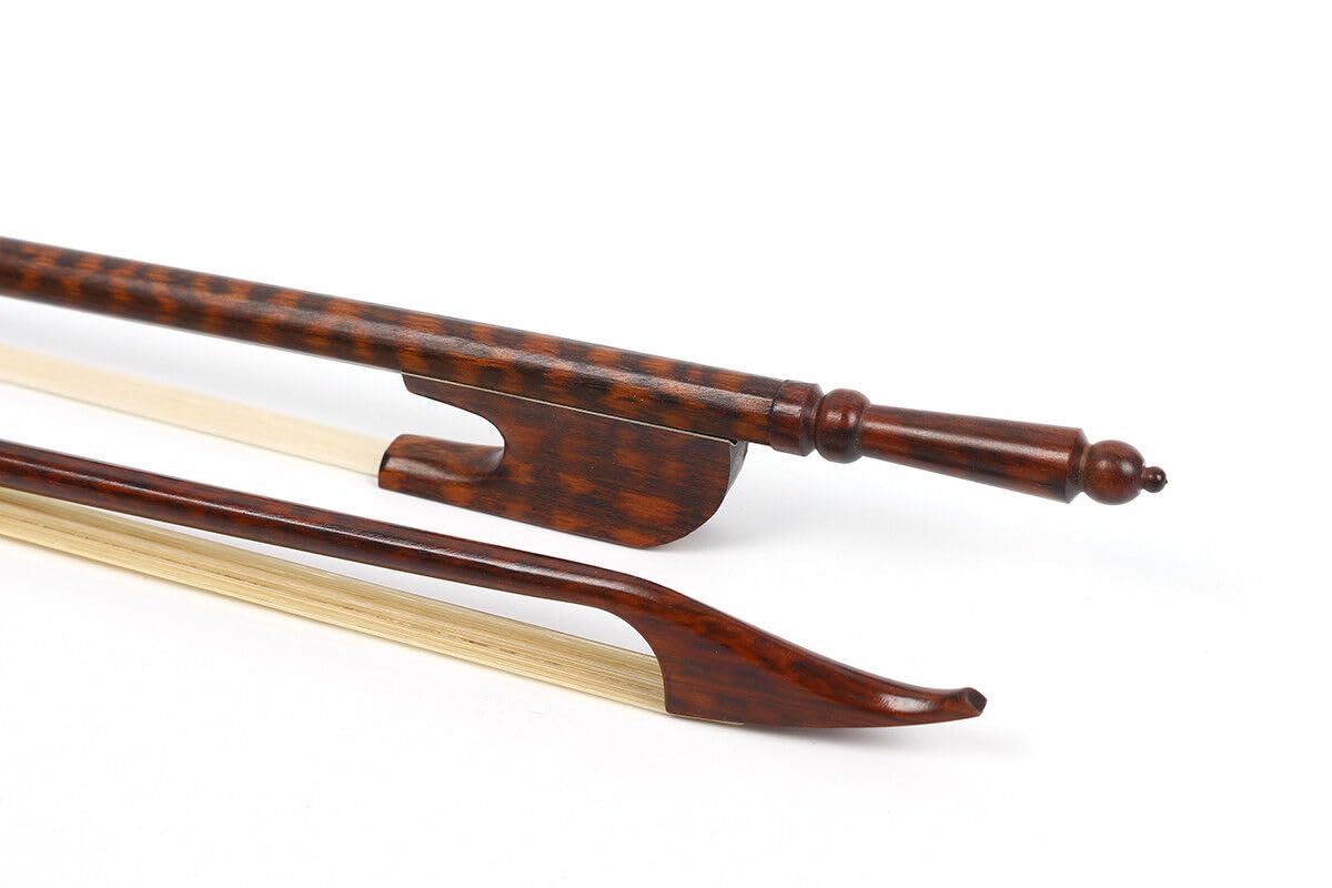 Arco para violín 4/4 de madera de serpiente, estilo barroco, ligero, bien equilibrado, pelo de caballo natural (tornillo largo)