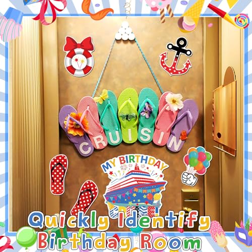 Image of Kanayu 6 Pcs Birthday Cruise Door Decorations Magnetic Large Ship Decorations Magnets Anchor Cruise Decor Car Fridge Magnet Decal for Carnival Stateroom Door