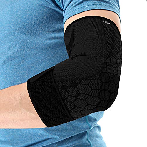 COLOMAX Hochwertige Ellenbogenbandage Ellenbogenstütze Sport Bandage Fitness (Schwarz, M) Cover