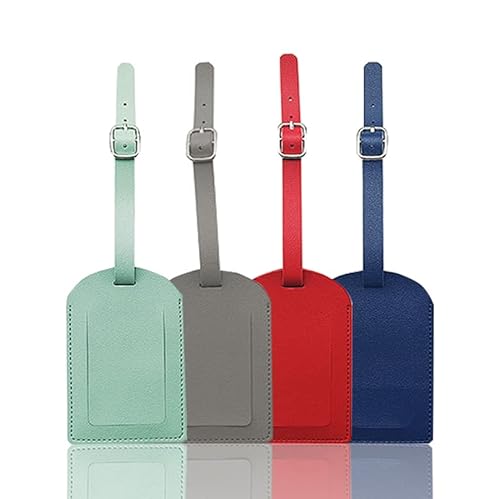Lot de 4 étiquettes de bagage en cuir synthétique avec sangle réglable, accessoires de voyage, étiquette d'identification d'avion Cover