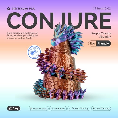 Image of Chitu Systems Conjure Tricolor Silk PLA Filament, Christmas Purple Orange Sky Blue Filament, Reusable Spool Compatible with Bambu Lab Refill Filament, Diameters 1.75±0.02 mm 1KG /2.2lb