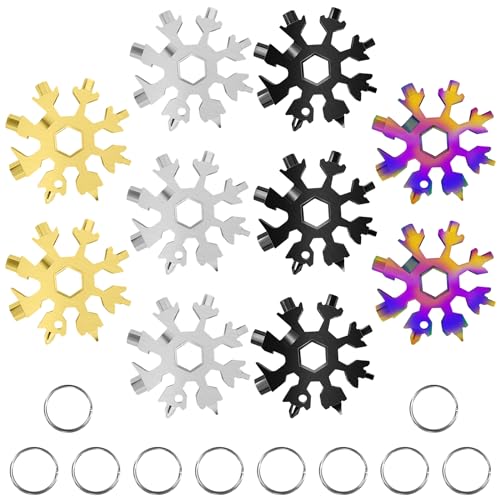 10 Packs Snowflake Multi Tool, 18 in 1 Wrench/Bottle Opener/Screwdriver Kit, Stainless Steel Portable Star Tool for Men Christmas Great Gifts