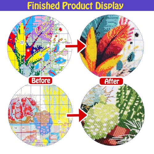 Image of 4PCS 11CT Stamped Cross Stitch Kits for Beginners Full Range of Cross Stitching Preprinted Cross Kits for Adult, Supplies Embroidery Kits for Adults DIY Needlepoint Snow Wolf Patterns Home Decor
