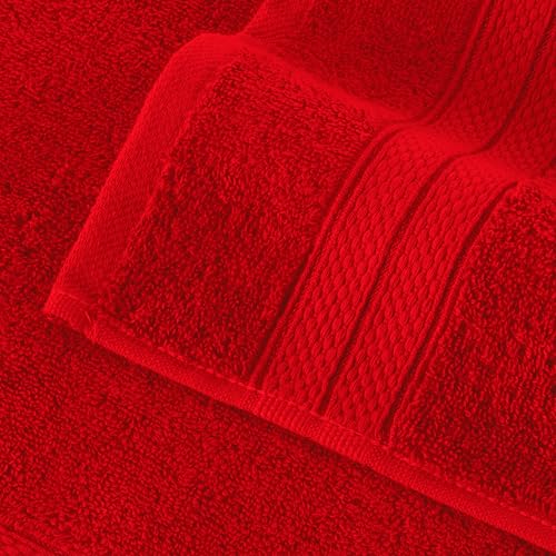 Image of Elegant Comfort Three Line Popcorn Towel Set for Bathroom 35 x 70 inches, Premium Hotel Quality 1-Pack Jumbo Towels, 100% Turkish Cotton, Soft and Durable, Quick Dry and Highly Absorbent, Red