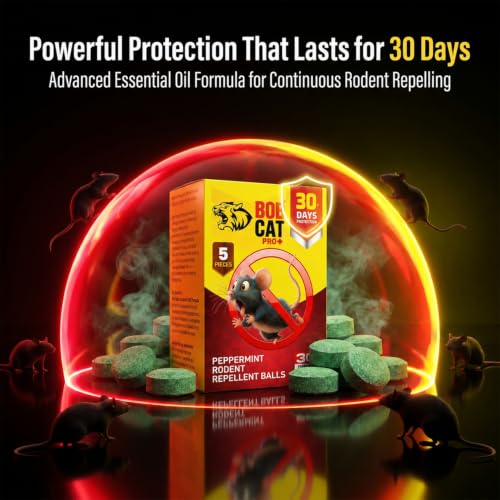 Image of BOB CAT Pro+ Peppermint Repellent Rat Balls | Protection from Rodent | Safe No-Kill | 100% Herbal & Natural | 30-Day Protection | for Car, Home,Warehouse,Factory & Office | 5 Piece |Formulation 3X