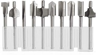 Mesee HSS Router Bits, 1/8 Inch(3mm) Shank Titanium Carbide Engraving Milling Cutter Bit Set Rotary Tools Accessories for DIY Woodworking Carving Trimming Drilling, Set of 10 Pieces