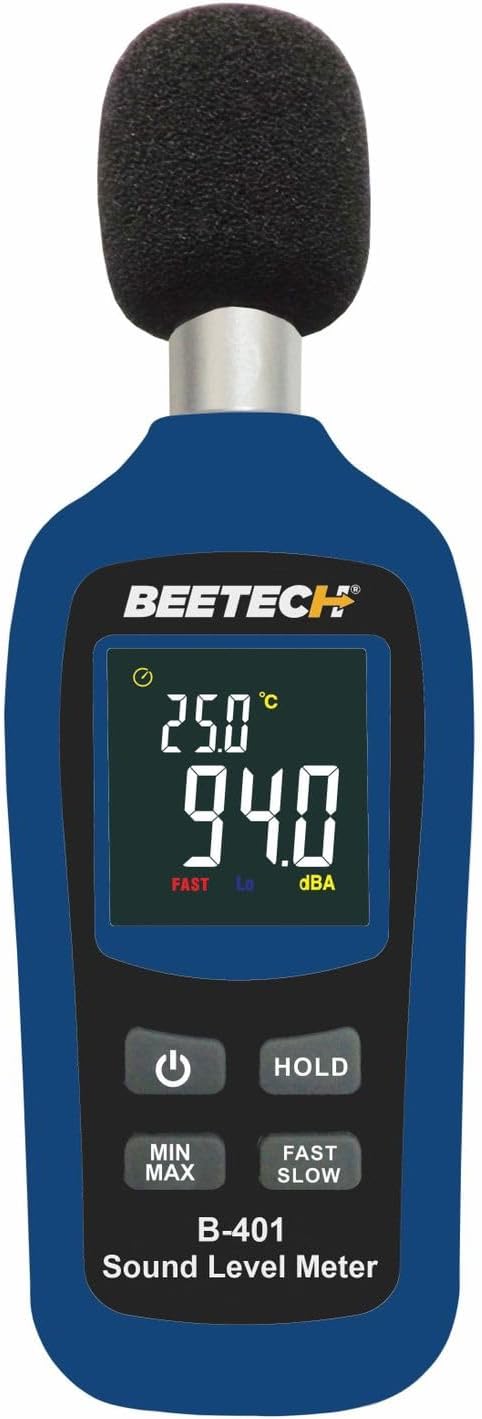 B-401 Sound/Decimal Level Meter with 35-135B Range, Measures Ambient Temperature with Color LCD Display and Backlight, CE and RoHS Compliant