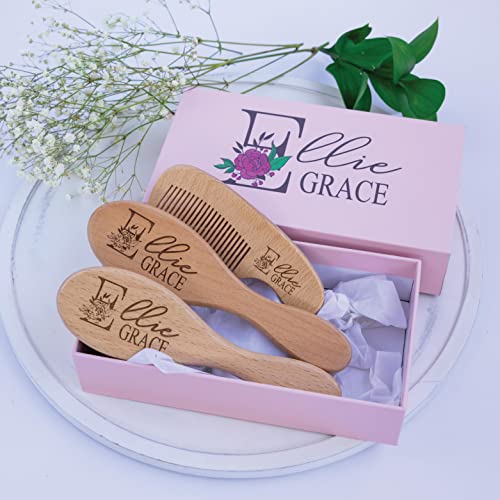 Personalized Wooden Baby Brush Set Girl | Wooden Baby Brush