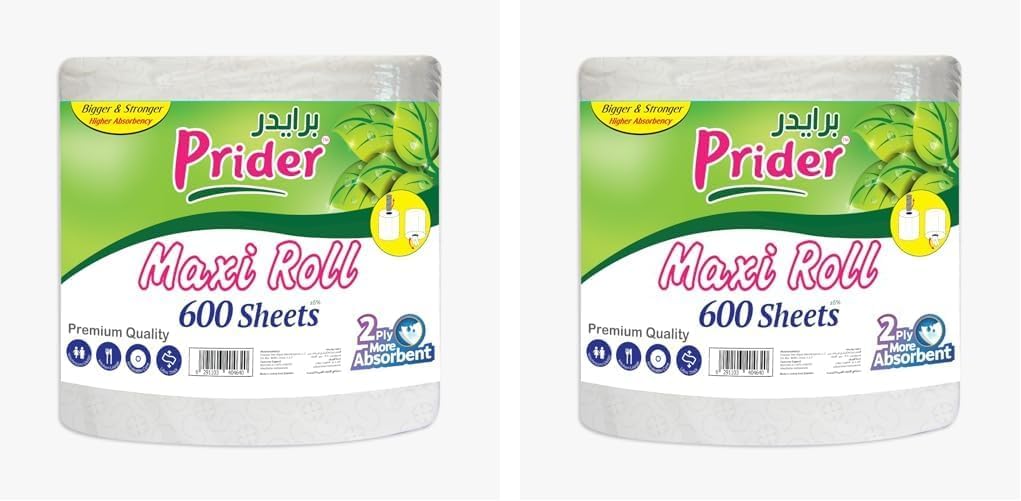 jumbo Sterilized Kitchen Towel -Mega Roll 600 sheets 2 PLY - Highly Absorbent & Perforated Maxi roll Tissue Paper- Multi Purpose