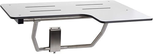 Seachrome Asiento de transferencia de baño reversible en forma de L de Lift-Assist ADA de 28 x 22.5 pulgadas, asiento fenólico blanco plegable