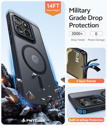 Image of FNTCASE for Motorola Edge 2026 Magnetic Case: [Compatible with Magsafe] Translucent Matte Cases with [Screen Protector] Military Grade Shockproof Protective Phone Cover(6.5 inch /Black)