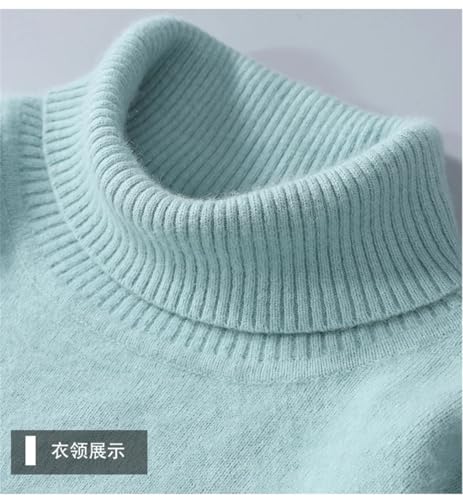 Men's Mink Pullover Sweater Solid Color Thick Warm Knitted Long Sleeve Turtleneck Jumper Tops4