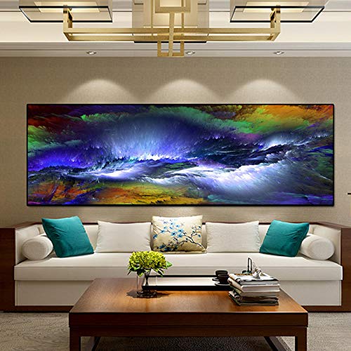 Mur art photo nuage bleu violet blanc déco salon moderne grand format