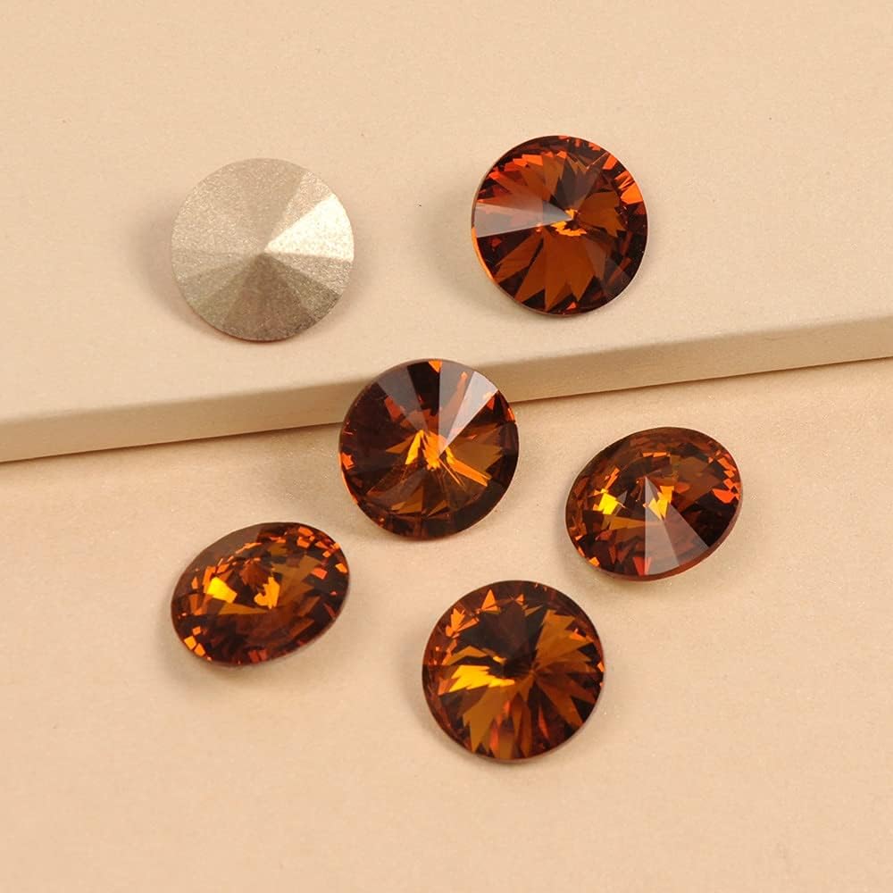 Crystal Round High Rhinestone Smoked Topaz Pointed Back Glass Stones for Nails Art 3D Beads Gems