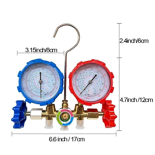 image for Bocarmo 5FT AC Diagnostic Manifold Freon Gauge Set for R410A R404A R22