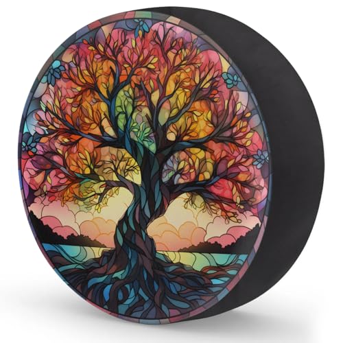 Image of Spare Tire Cover for RV Trailer, Glass Tree Tire Covers Universal Fit for Travel Trailer Camper Jeep RV SUV Truck Waterproof Wheel Cover (16 inch for Diameter 29 inch - 31 inch),A-728