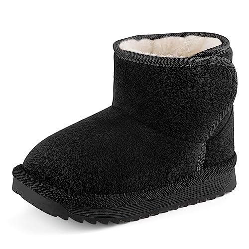 MK MATT KEELY Winter Boots for Toddler Boots for boys Soft Warm Fur Snow Boots For Girl Plush Black Snow Boots 6.5 Toddler
