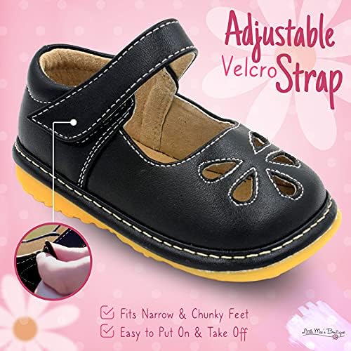 Miniatura 4 de Little Mae's Boutique Mary Jane - Zapatos chirriantes para niñas pequeñas, zapatos ideales para caminar con chirriador extraíble y correa ajustable,