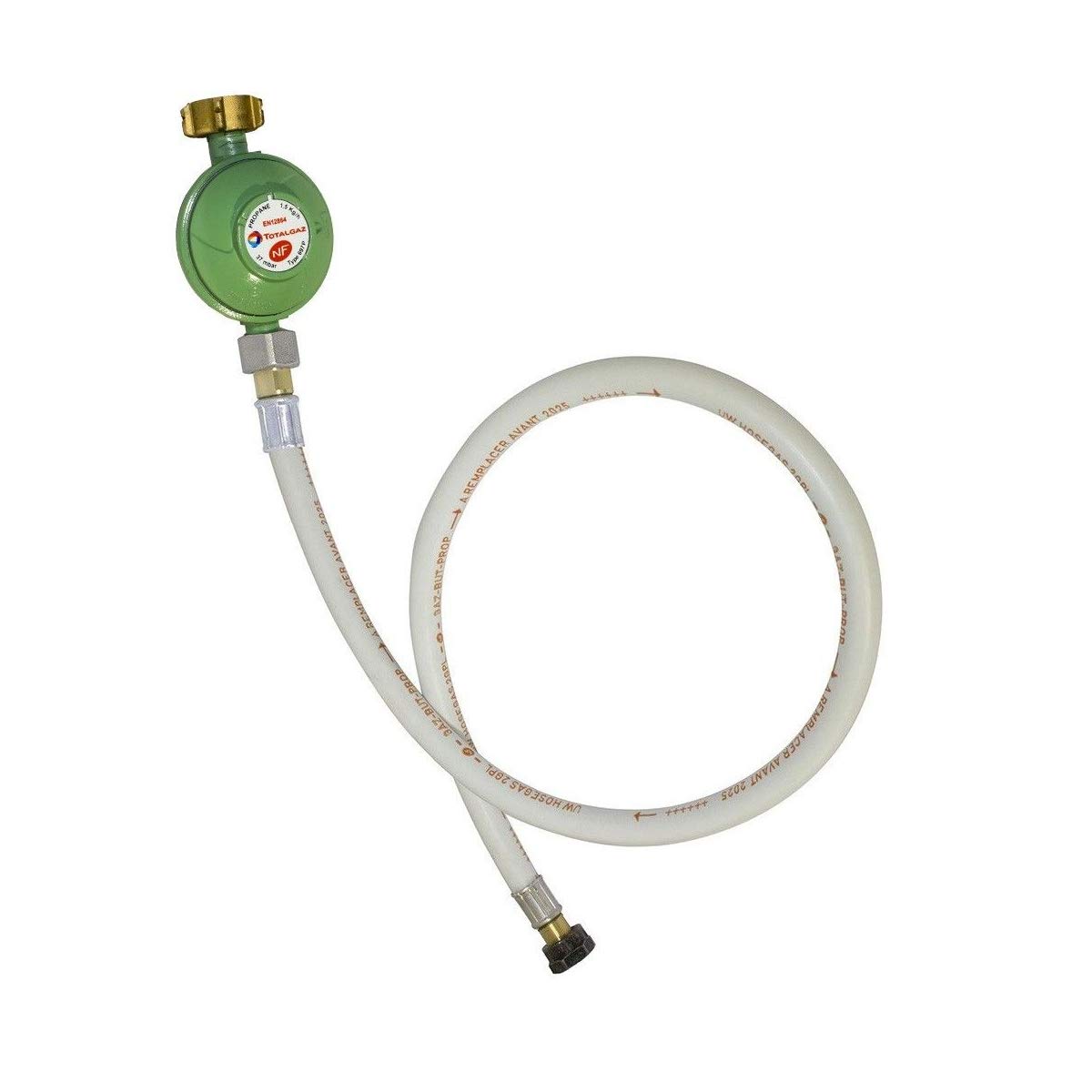 PROWELTEK – Kit Connexion Gaz Propane 13kg Complet NF : Détendeur 37 mbar à Vis Limiteur de Débit + Tuyau Flexible 1.50m (Raccords G1/2) – Sécurité Installation Plaque/Chauffage/Barbecue